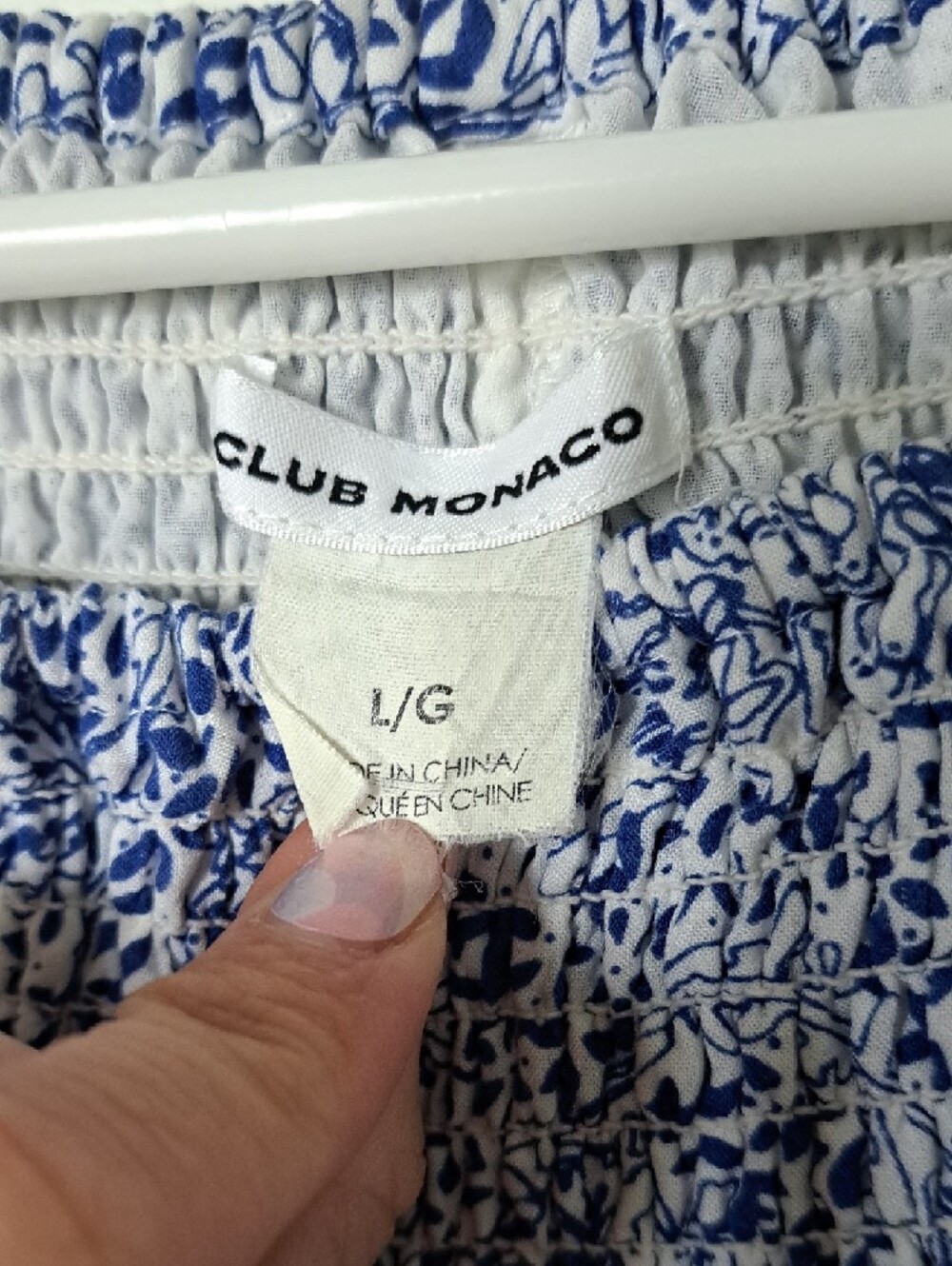 Club Monaco Strapless Smocked Maxi Dress in Light Blue Floral - Picture 3 of 4